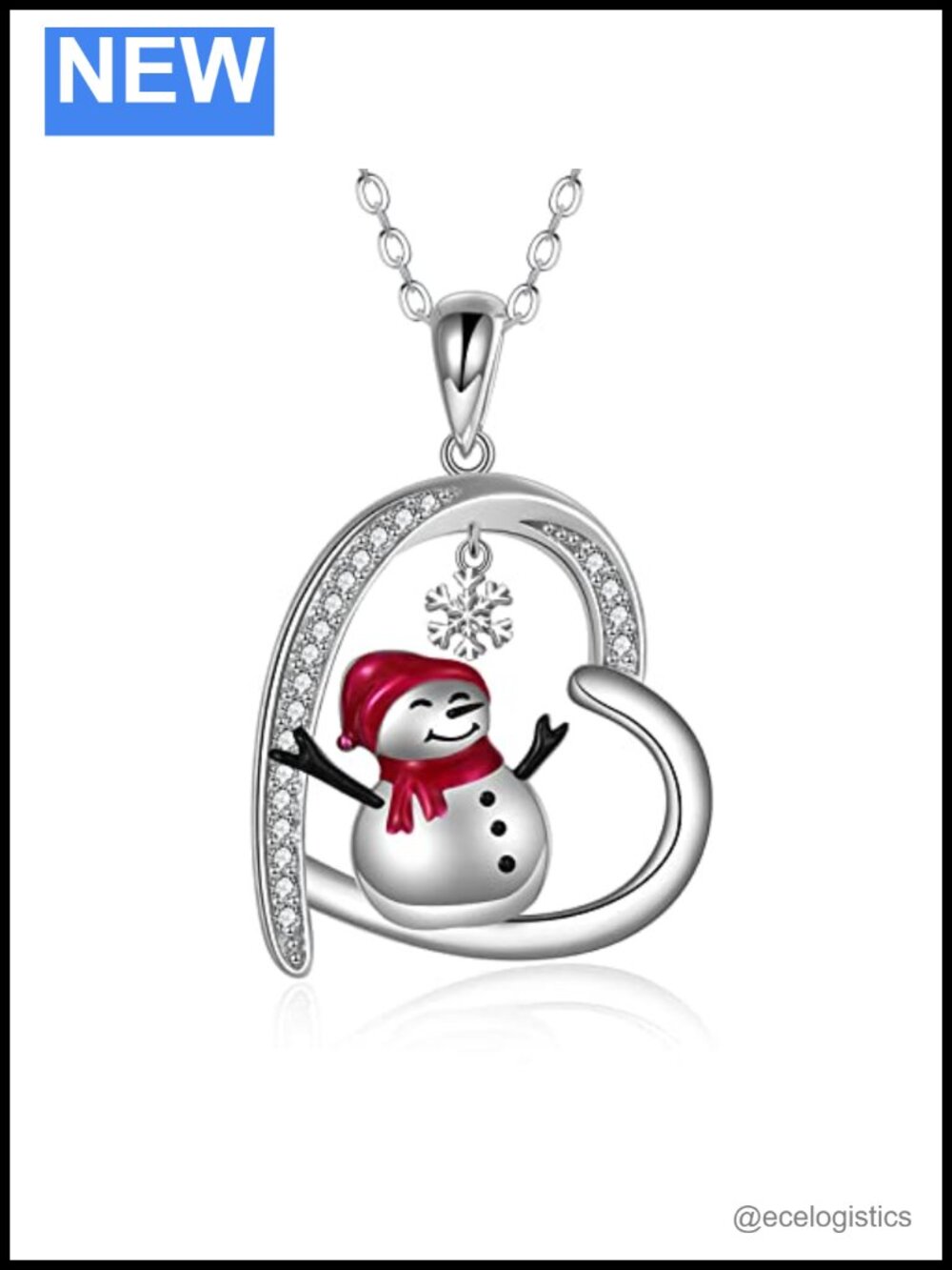 Sterling Silver Snowman Pendant Necklace 18" Chain